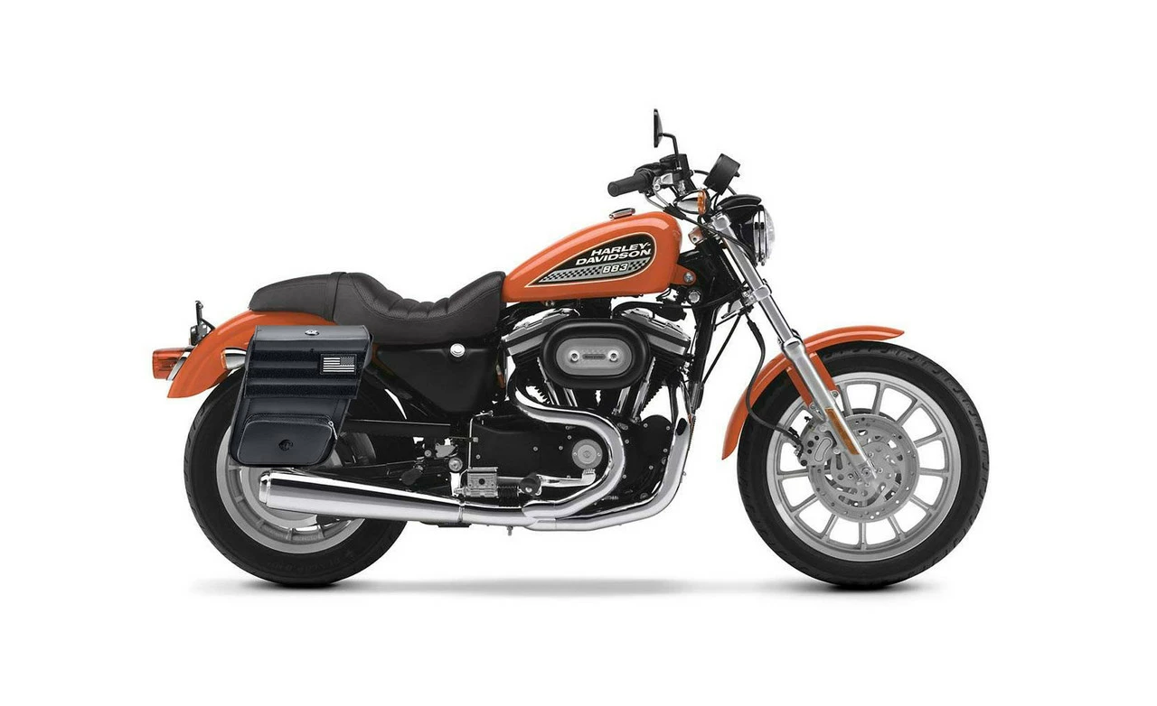 Viking Military Medium Leather Motorcycle Saddlebags For Harley Sportster 883 Low XL883L - Image 2