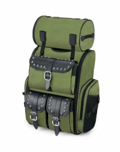 VikingBags Extra Large Studded Green Motorcycle Tail Bag