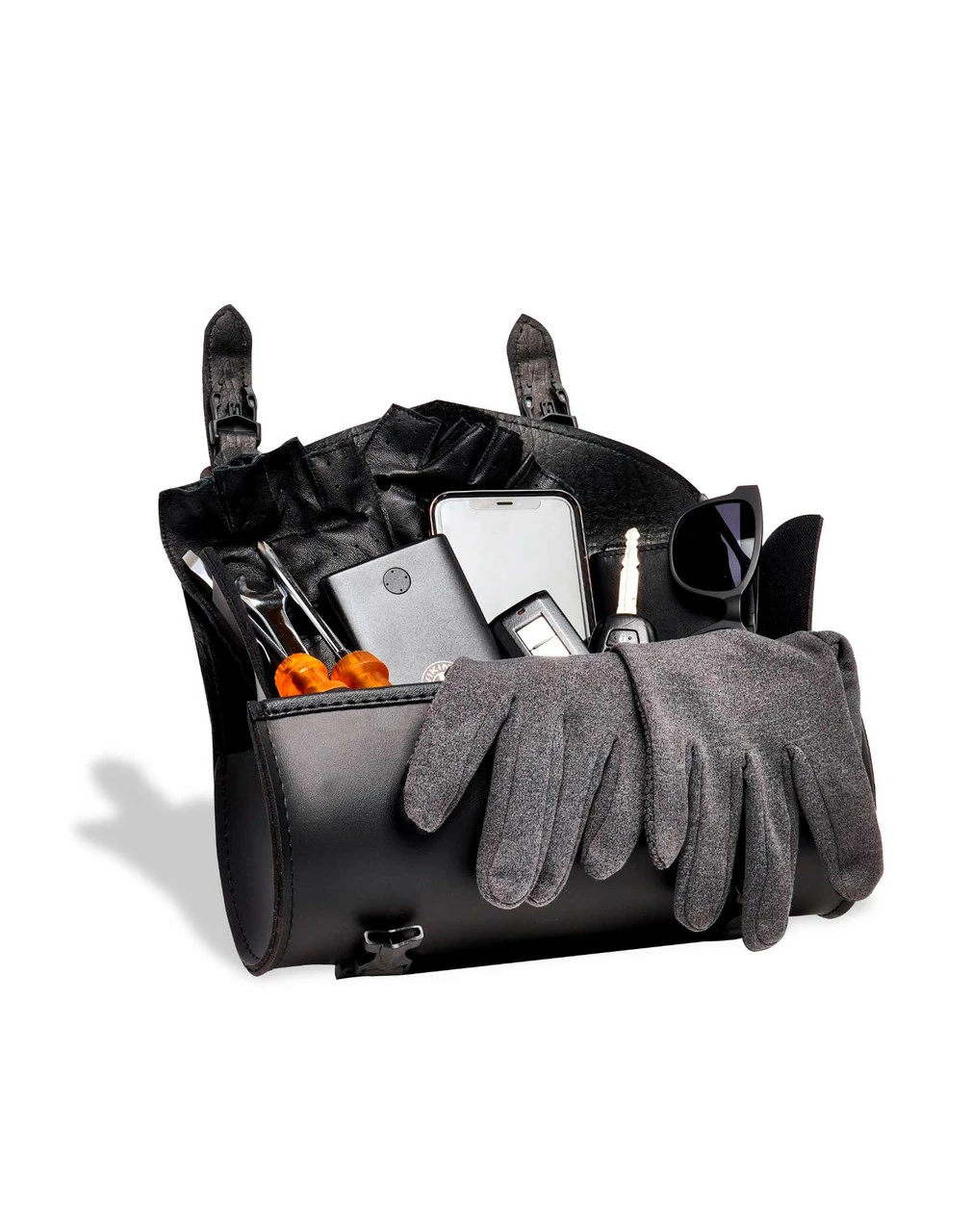 Viking Dark Age Plain Leather Motorcycle Tool Bag - Image 3